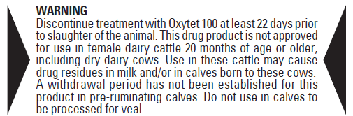 Oxytet 100 Residue Warning