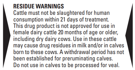 Tauramox Residue Warning