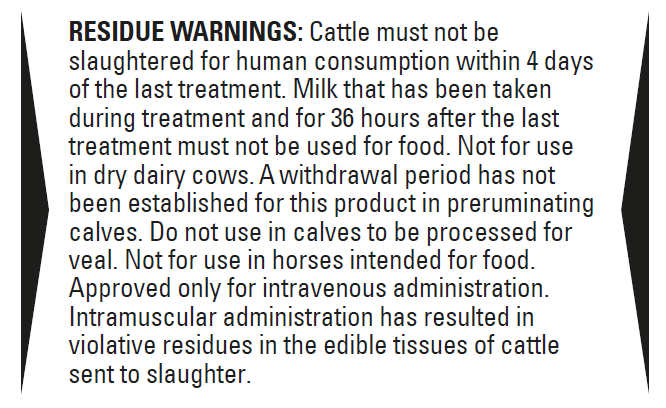 Flunixin Injection Residue Warning