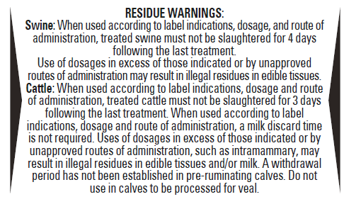 Cefenil RTU Residue Warning